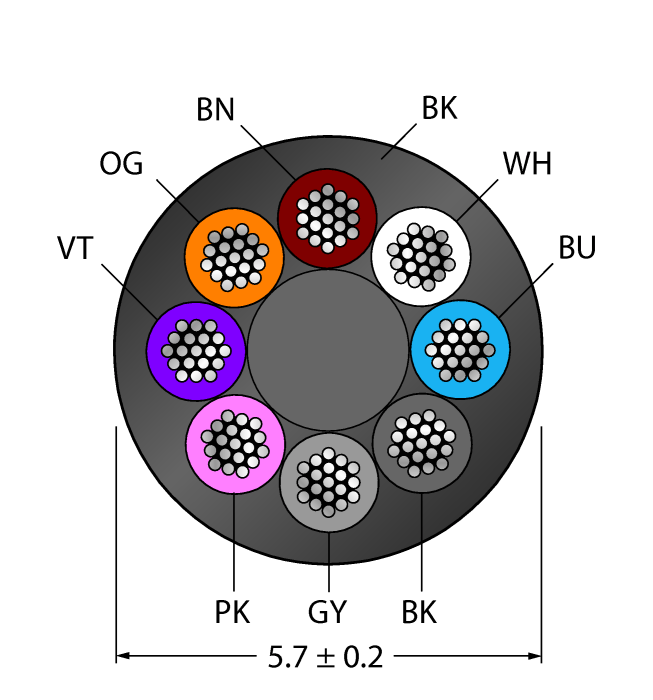 CABLE8X0.25-XX-PVC-BK-100M/TEL