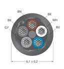 CABLE5X0.34-SH-PVC-BK-100M/TEL