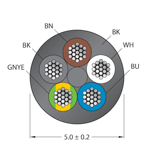 CABLE(4+1)X0.34-XX-PVC-BK-500M/TEL
