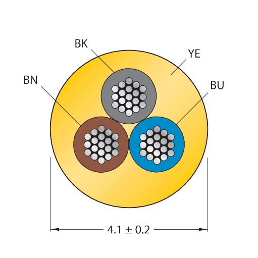 CABLE3X0.34-XX-PUR-YE-500M/TXY