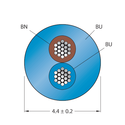 CABLE2X0.50-XX-PVC-BU-100M/TEB