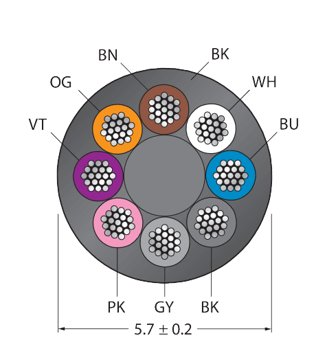 CABLE8X0.25-XX-PVC-BK-500M/TEL