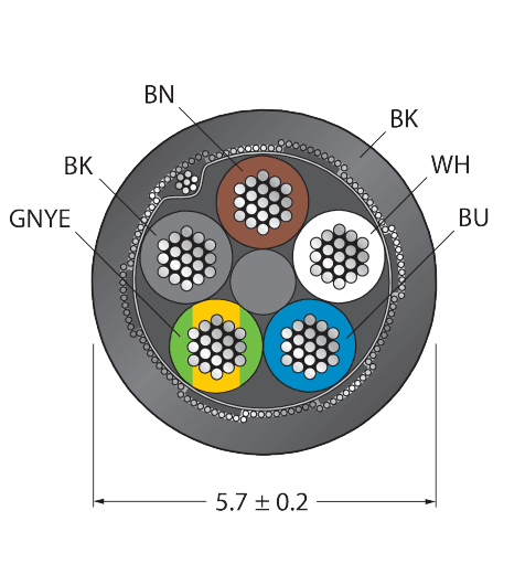 CABLE(4+1)X0.34-SH-PUR-BK-500M/TXL